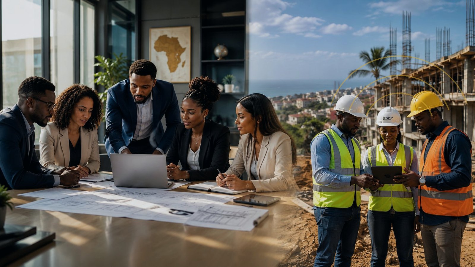 Professional working on a laptop with an urban view